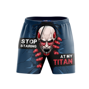Stop Staring At My Titan Beach Shorts FDM3107 S Official Anime Swimsuit Merch