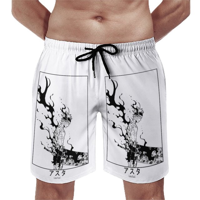 ASTA Bull Board Shorts Black Clover Beach Short Pants High Quality Men Comfortable Custom Swimming - Anime Swimsuits