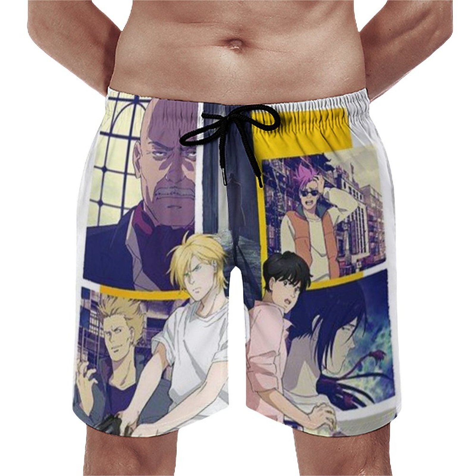 Banana Fish Yellow Ash Lynx Board Shorts Eiji Okumura Anime Comfortable Board Short Pants Males Print - Anime Swimsuits