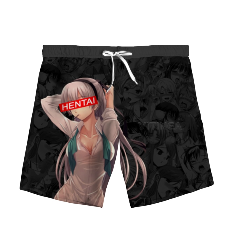 New Fashion Ahegao 3D Print Anime Woman Men Summer Beach Loose Shorts Casual Pants Polyester 3 - Anime Swimsuits