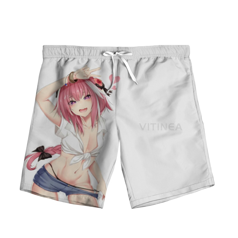New Fashion Ahegao 3D Print Anime Woman Men Summer Beach Loose Shorts Casual Pants Polyester - Anime Swimsuits
