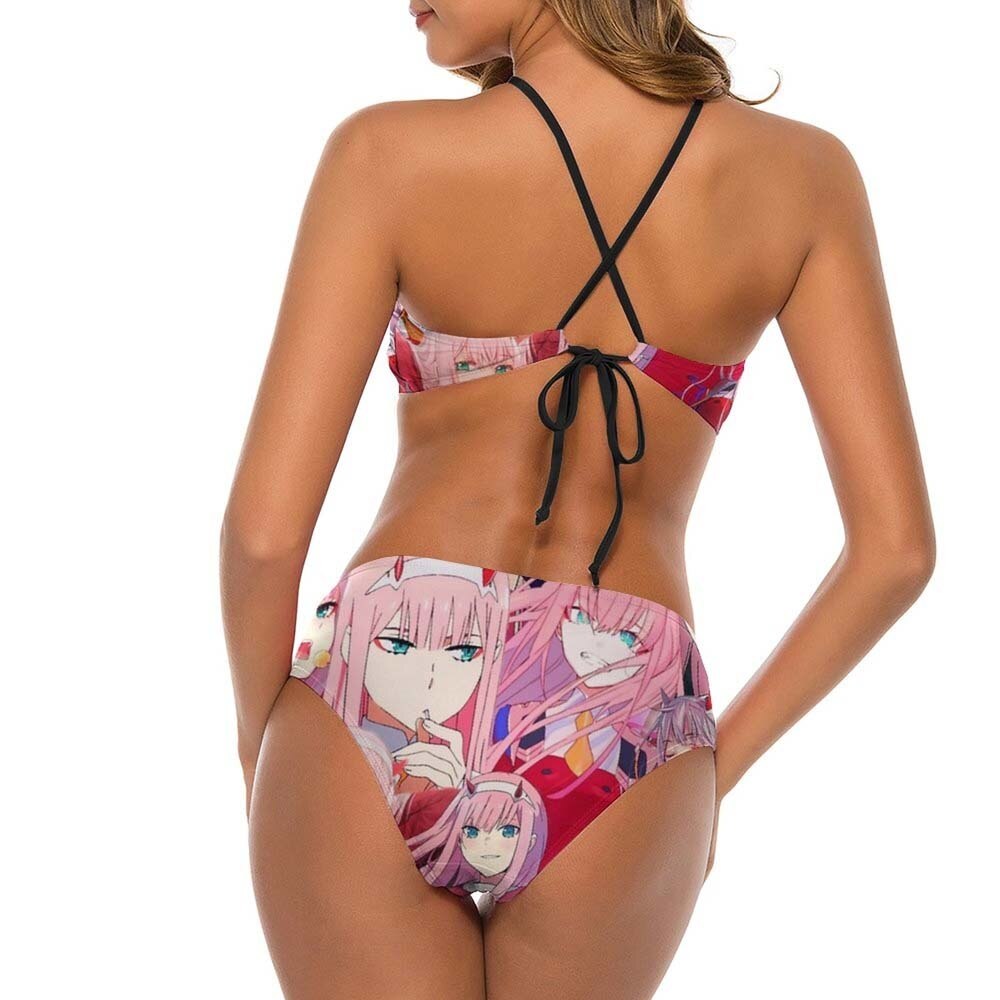 Swimsuits Zero Two Cosplay Anime Darling In The Franxx Women Girl High Neck Sling Top Bikinis 1 - Anime Swimsuits