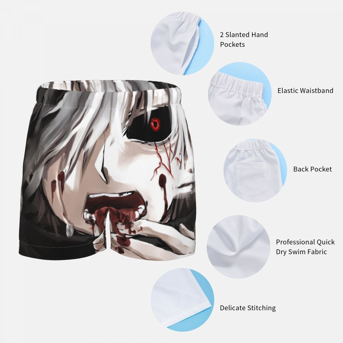 Tokyo Ghoul Hot sell swimming Trunks boy s Beach shorts Hi Q Swimwear with Pocket trunks 5 - Anime Swimsuits