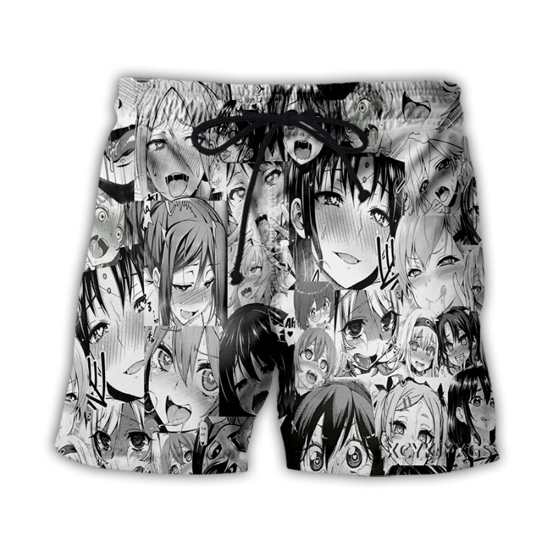 xinchenyun New Men Women Anime Ahegao 3D Printed Casual Shorts Fashion Streetwear Men Loose Sporting Shorts 2 - Anime Swimsuits