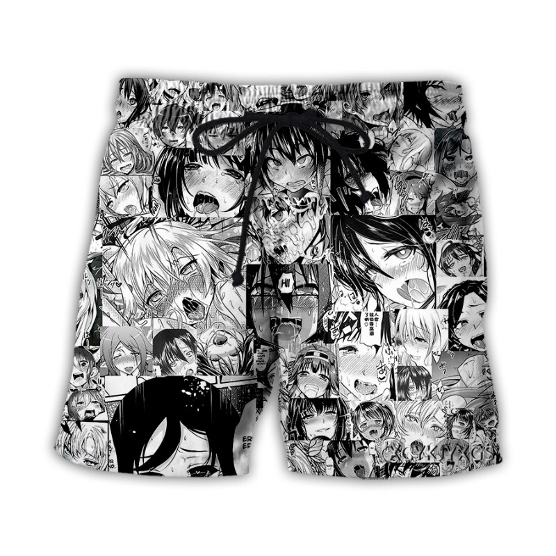 xinchenyun New Men Women Anime Ahegao 3D Printed Casual Shorts Fashion Streetwear Men Loose Sporting Shorts 3 - Anime Swimsuits