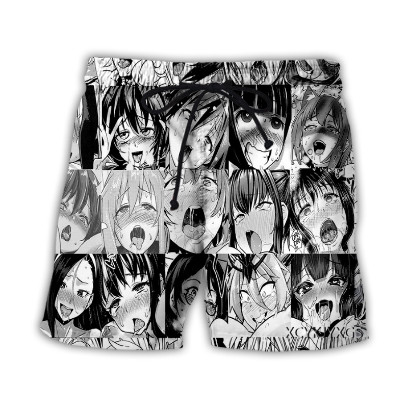 xinchenyun New Men Women Anime Ahegao 3D Printed Casual Shorts Fashion Streetwear Men Loose Sporting Shorts 5 - Anime Swimsuits